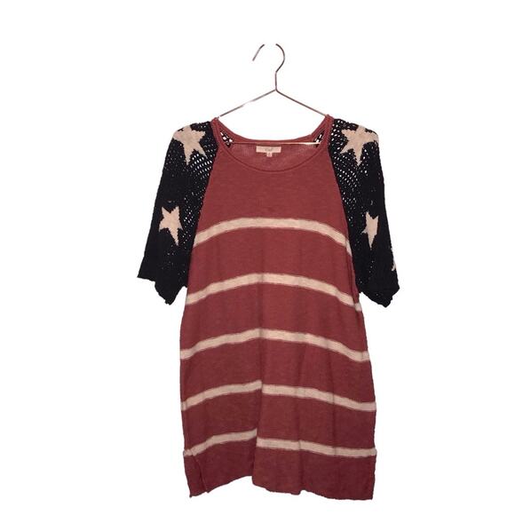 Easel Crochet patriotic Star Sleeve Sweater size small - Picture 1 of 4